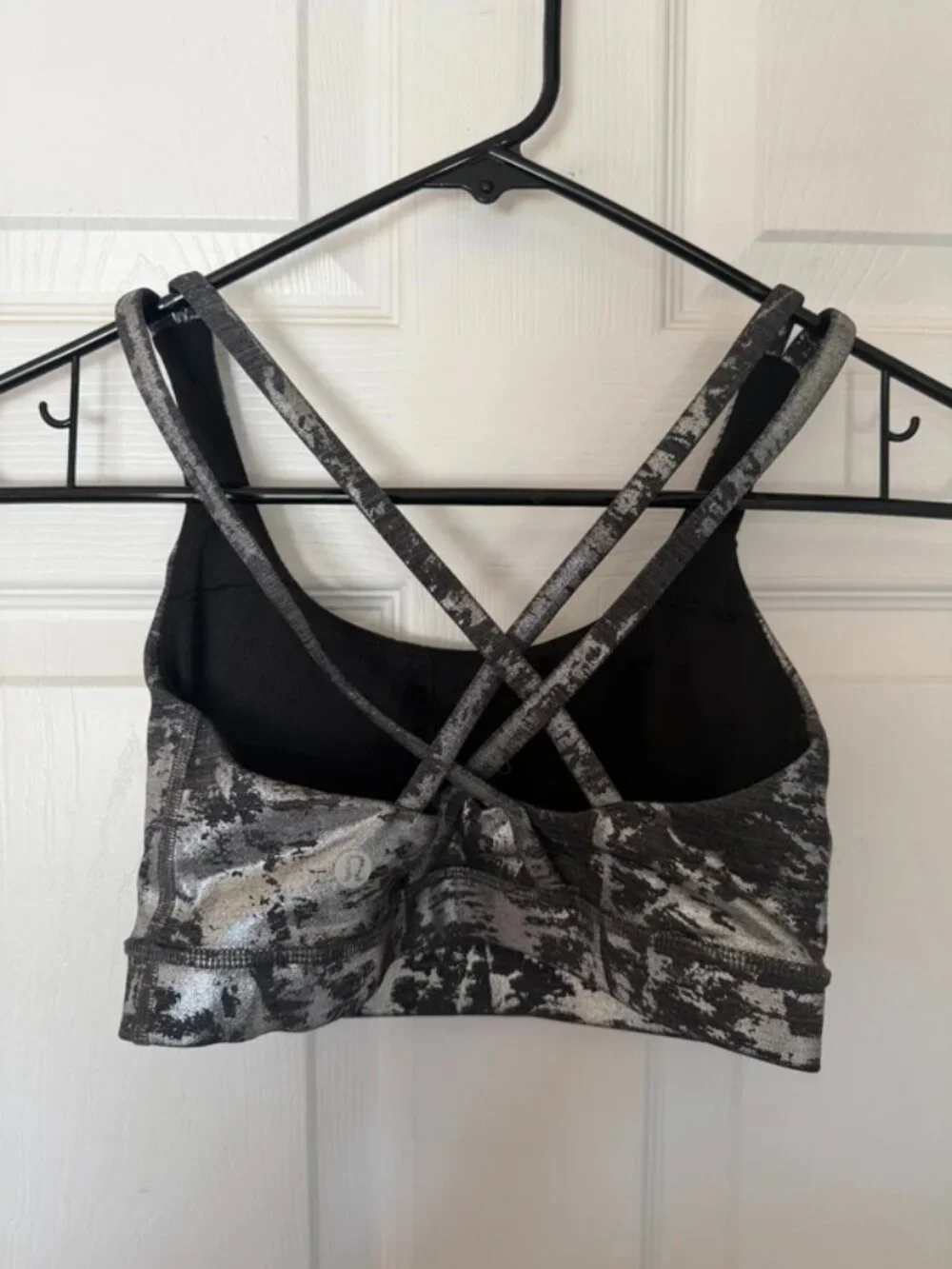 lululemon metallic print strappy sports bra size 4
